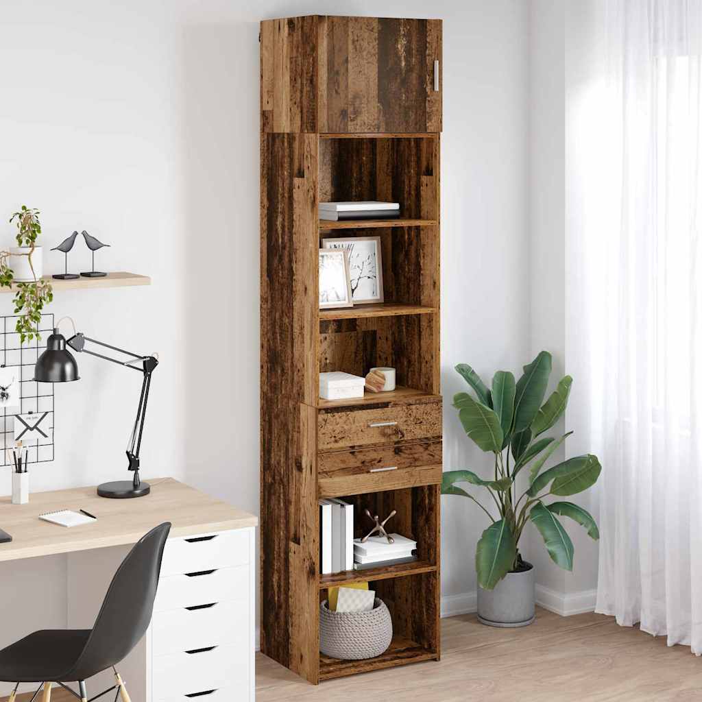 vidaXL Highboard Wandmontiert Altholz 50 x 42,5 x 225 cm Holzwerkstoff