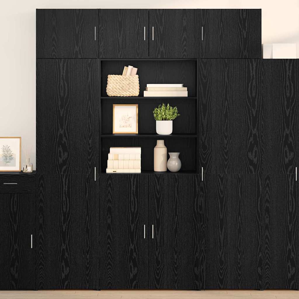 vidaXL Aufbewahrungsschrank Schwarz Eichen-Optik 80 x 42,5 x 225 cm