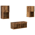 vidaXL TV-Wandregale mit LED-Lichtleisten 4 pcs Altholz Holzwerkstoff