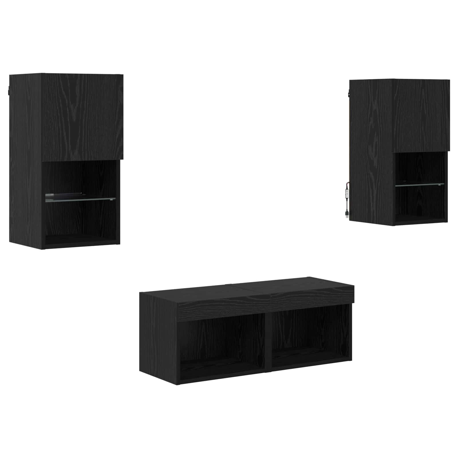 vidaXL TV-Wandregale 4 pcs Schwarz Eichen-Optik Holzwerkstoff