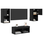 vidaXL TV-Wandregale 4 pcs Schwarz Eichen-Optik Holzwerkstoff