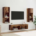 vidaXL TV-Wandmöbel mit LED-Lichtleisten 6 pcs Altholz Holzwerkstoff