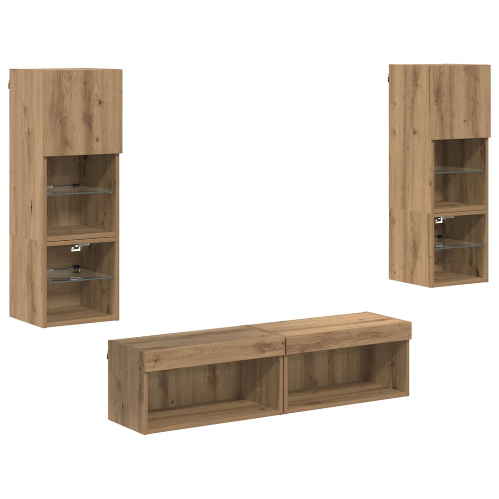 vidaXL TV-Wandmöbel Wandmontiert 6 pcs Artisan-Eiche Holzwerkstoff