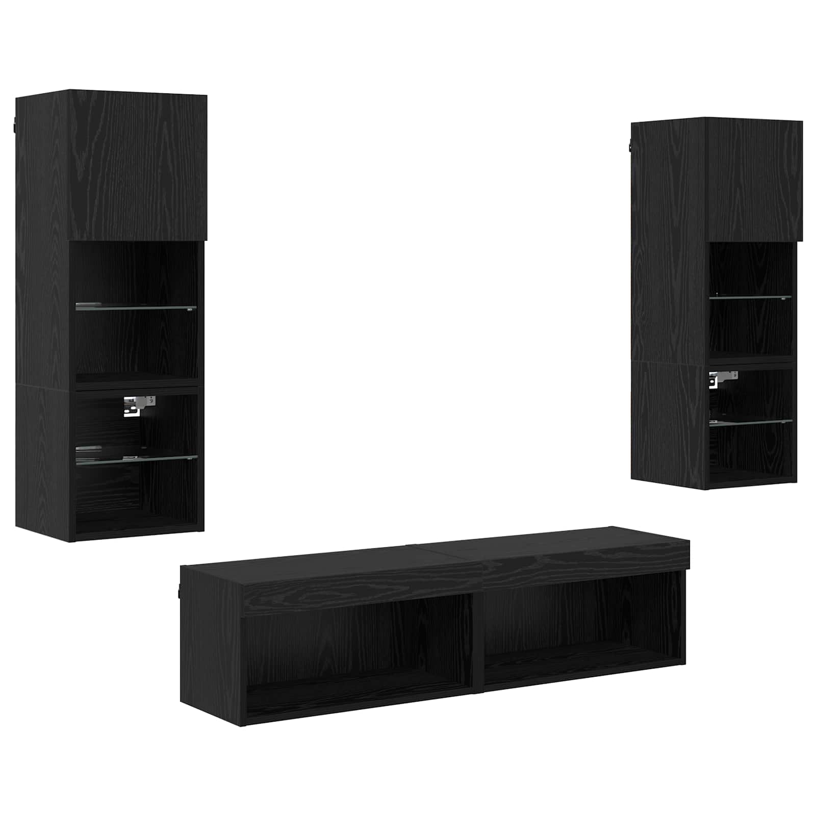 vidaXL TV-Wandmöbel 6 pcs Schwarz Eichen-Optik Holzwerkstoff
