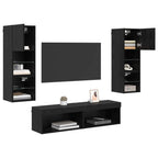 vidaXL TV-Wandmöbel 6 pcs Schwarz Eichen-Optik Holzwerkstoff