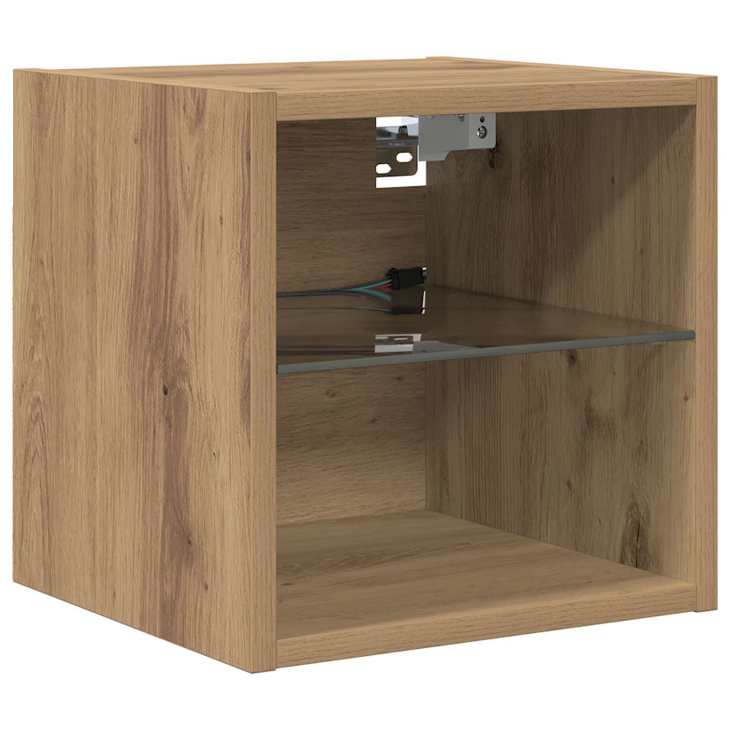 vidaXL TV-Schränk mit LED-Lichtleisten 8 pcs Artisan-Eiche Glas
