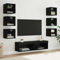 vidaXL TV-Schränk mit LED-Lichtleisten 8 pcs Schwarz Eichen-Optik Glas