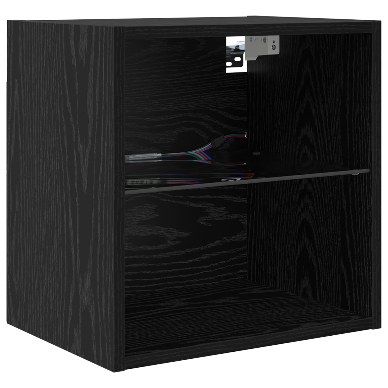 vidaXL TV-Schränk mit LED-Lichtleisten 8 pcs Schwarz Eichen-Optik Glas