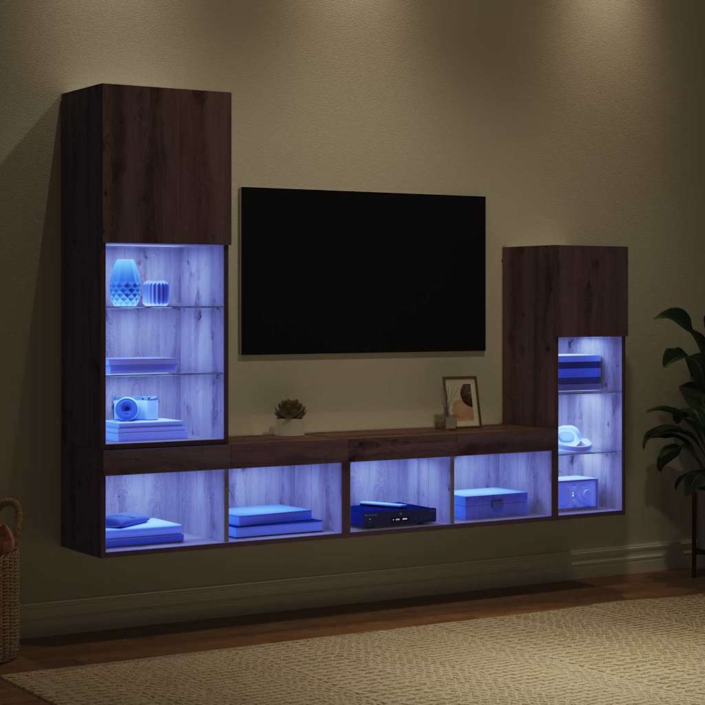 vidaXL TV-Wandgeräte Wandmontiert 4 pcs Artisan-Eiche Holzwerkstoff