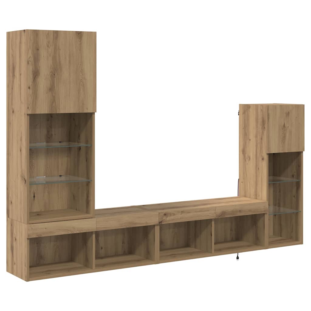 vidaXL TV-Wandgeräte Wandmontiert 4 pcs Artisan-Eiche Holzwerkstoff