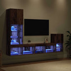 vidaXL TV-Wandgeräte mit LED-Lichtleisten Altholz Holzwerkstoff