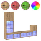 vidaXL TV-Wandgeräte mit LED-Lichtleisten Artisan-Eiche Holzwerkstoff