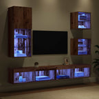 vidaXL TV Wand Einheiten mit LED 5 pcs Altholz Holzwerkstoff
