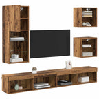vidaXL TV Wand Einheiten mit LED 5 pcs Altholz Holzwerkstoff