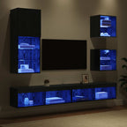 vidaXL TV Wand Einheiten mit LED 5 pcs Schwarz Eichen-Optik
