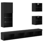 vidaXL TV Wand Einheiten mit LED 5 pcs Schwarz Eichen-Optik