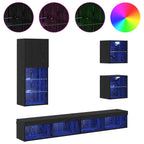vidaXL TV Wand Einheiten mit LED 5 pcs Schwarz Eichen-Optik