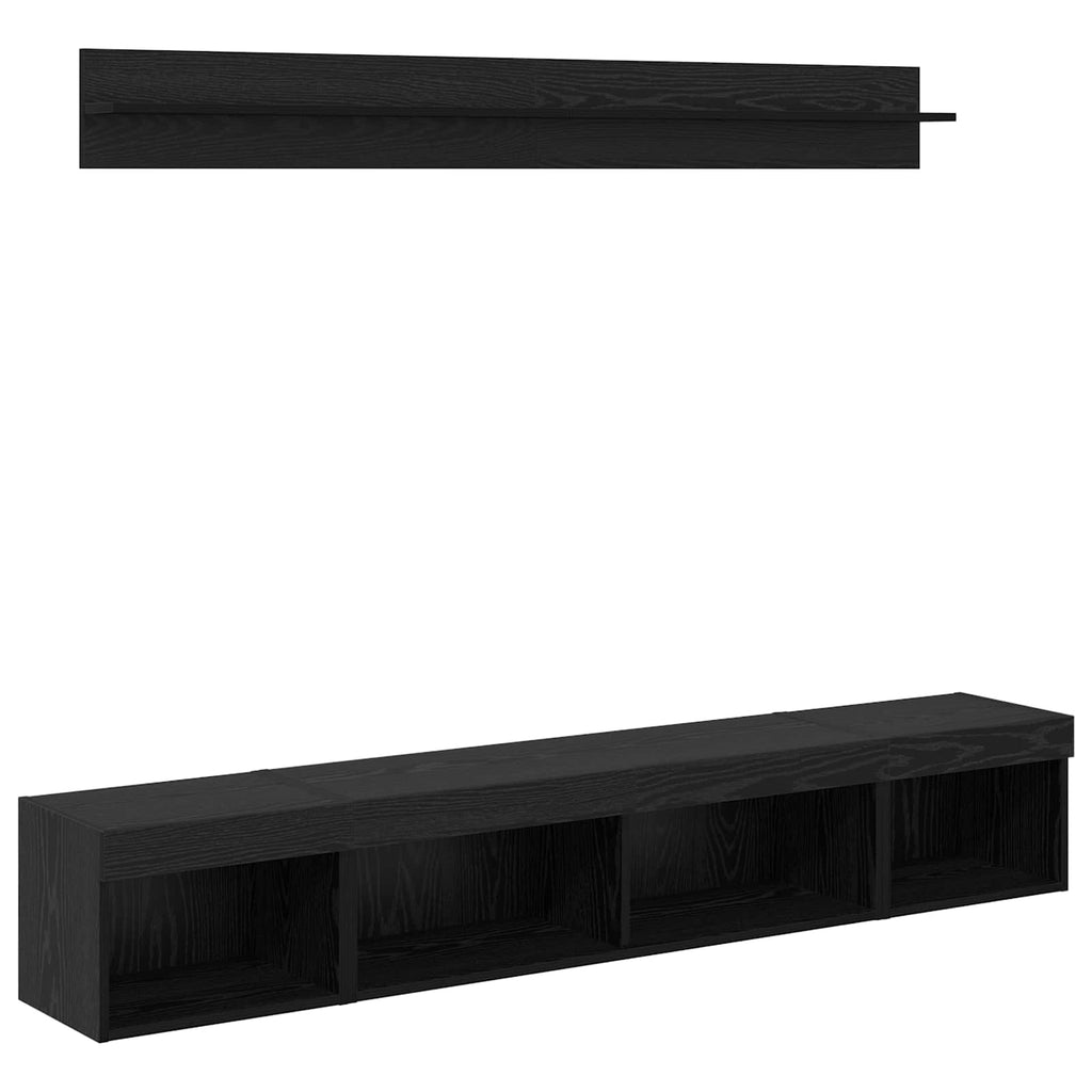 vidaXL TV-Wandregal-Set 5 pcs Schwarz Eichen-Optik Holzwerkstoff
