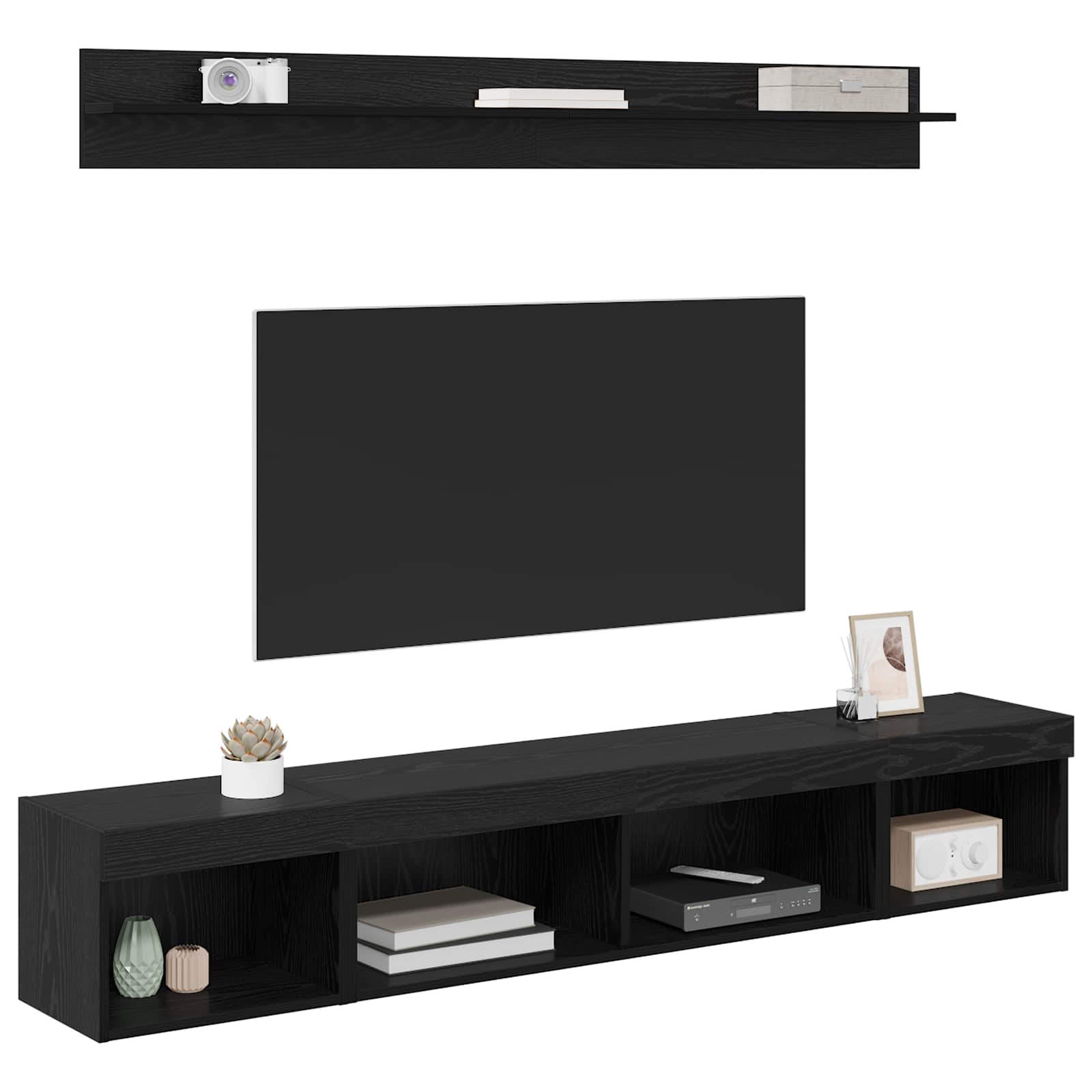 vidaXL TV-Wandregal-Set 5 pcs Schwarz Eichen-Optik Holzwerkstoff