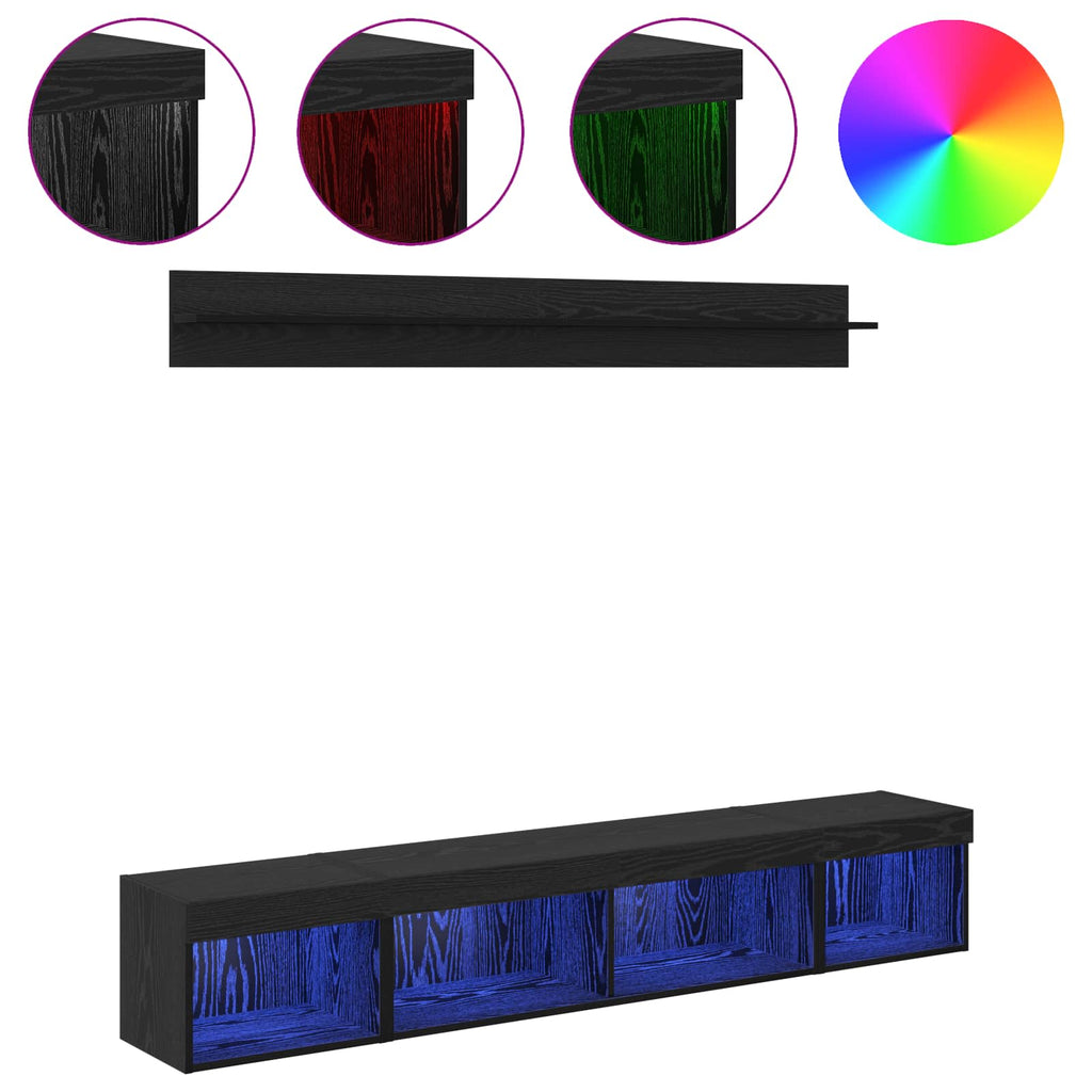 vidaXL TV-Wandregal-Set 5 pcs Schwarz Eichen-Optik Holzwerkstoff