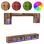 vidaXL TV Wand Einheiten mit LED mit LED 6 pcs Altholz Holzwerkstoff