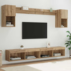 vidaXL TV Wand Einheiten mit LED 6 pcs Artisan-Eiche Holzwerkstoff