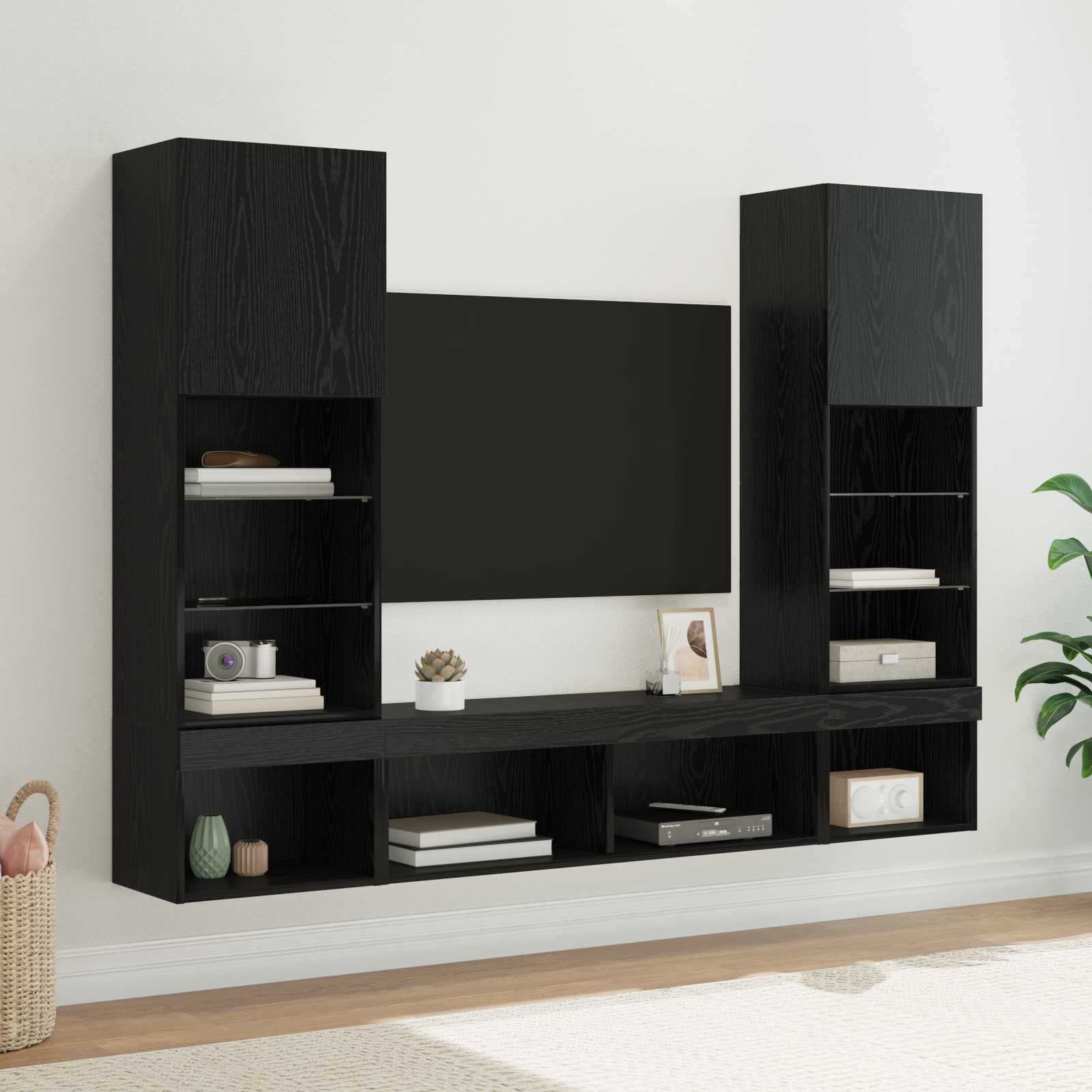vidaXL TV Wand Einheiten mit LED 5 pcs 40,5 x 30 x 102 cm