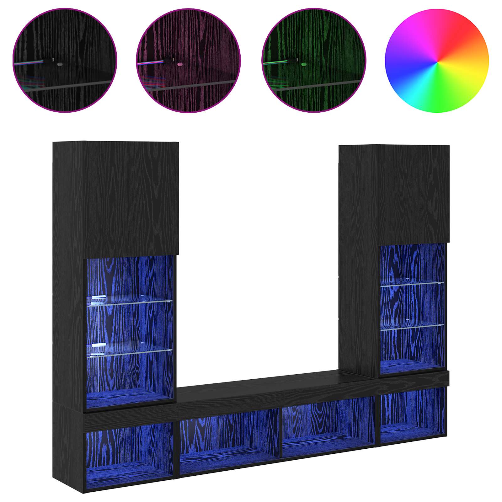 vidaXL TV Wand Einheiten mit LED 5 pcs 40,5 x 30 x 102 cm