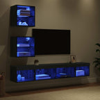 vidaXL TV Wand Einheiten mit LED mit LED 5 pcs Schwarz Eichen-Optik