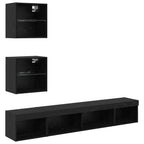 vidaXL TV Wand Einheiten mit LED mit LED 5 pcs Schwarz Eichen-Optik
