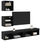 vidaXL TV Wand Einheiten mit LED mit LED 5 pcs Schwarz Eichen-Optik