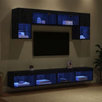 vidaXL TV Wand Einheiten mit LED 6 pcs Schwarz Eichen-Optik