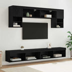 vidaXL TV Wand Einheiten mit LED 6 pcs Schwarz Eichen-Optik