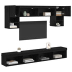 vidaXL TV Wand Einheiten mit LED 6 pcs Schwarz Eichen-Optik