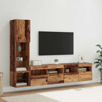 vidaXL TV-Wandmöbel mit LED Wandmontiert 4 pcs Altholz Holzwerkstoff