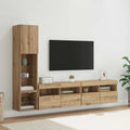 vidaXL TV-Wandmöbel mit LED 4 pcs Artisan-Eiche Holzwerkstoff