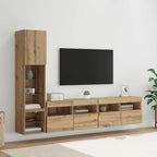 vidaXL TV-Wandmöbel mit LED 4 pcs Artisan-Eiche Holzwerkstoff