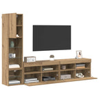 vidaXL TV-Wandmöbel mit LED 4 pcs Artisan-Eiche Holzwerkstoff