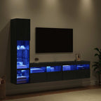 vidaXL TV-Wandmöbel mit LED 4 pcs Schwarz Eichen-Optik Holzwerkstoff