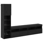 vidaXL TV-Wandmöbel mit LED 4 pcs Schwarz Eichen-Optik Holzwerkstoff