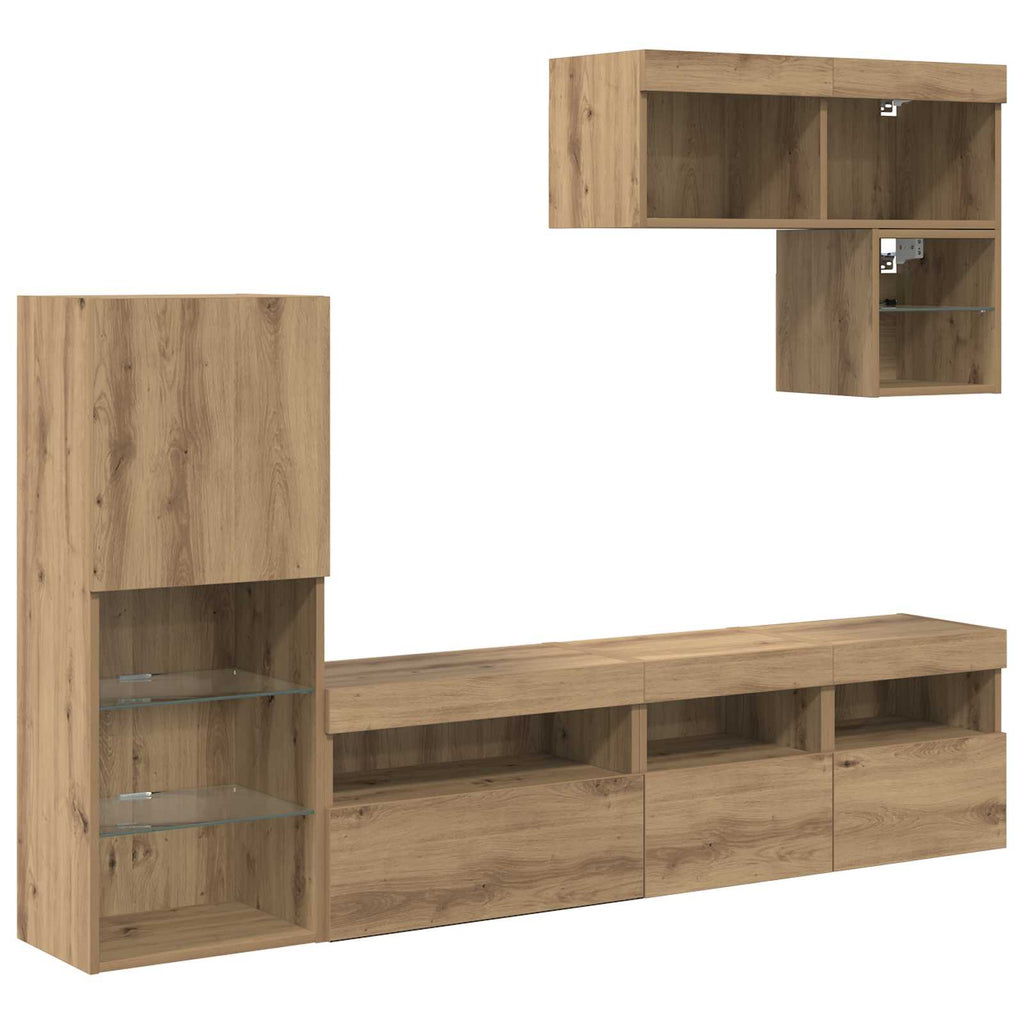 vidaXL TV-Wandgeräte Wandmontiert 6 pcs Artisan-Eiche Holzwerkstoff