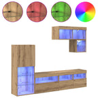 vidaXL TV-Wandgeräte Wandmontiert 6 pcs Artisan-Eiche Holzwerkstoff