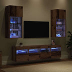 vidaXL TV Wand Einheiten mit LED 5 pcs Altholz 40,5 x 30 x 90 cm