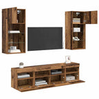 vidaXL TV Wand Einheiten mit LED 5 pcs Altholz 40,5 x 30 x 90 cm