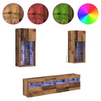 vidaXL TV Wand Einheiten mit LED 5 pcs Altholz 40,5 x 30 x 90 cm