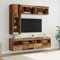 vidaXL TV-Schränk mit LED Wandmontiert 7 pcs Altholz Holzwerkstoff