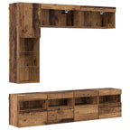 vidaXL TV-Schränk mit LED Wandmontiert 7 pcs Altholz Holzwerkstoff