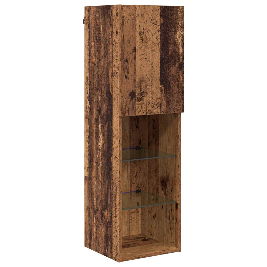 vidaXL TV-Schränk mit LED Wandmontiert 7 pcs Altholz Holzwerkstoff