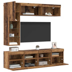 vidaXL TV-Schränk mit LED Wandmontiert 7 pcs Altholz Holzwerkstoff
