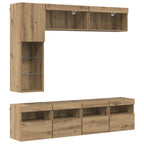 vidaXL TV-Schränk mit LED 7 pcs Artisan-Eiche Holzwerkstoff